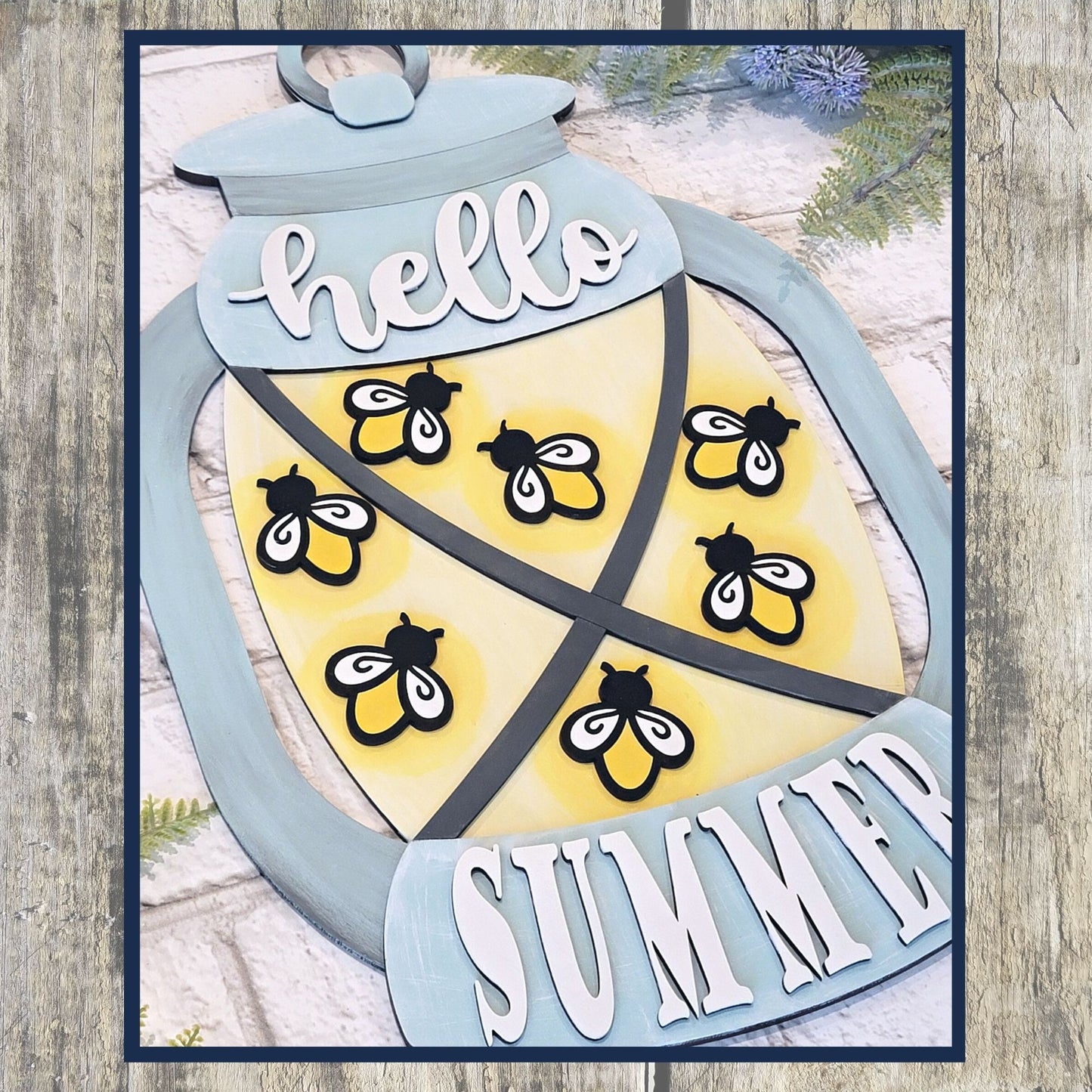 3D Door hanger - Hello Summer with Lightning bug Lantern