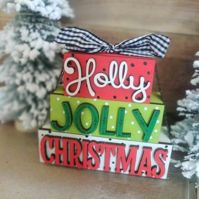 3D Boxy Book Stack - Holly Jolly Christmas