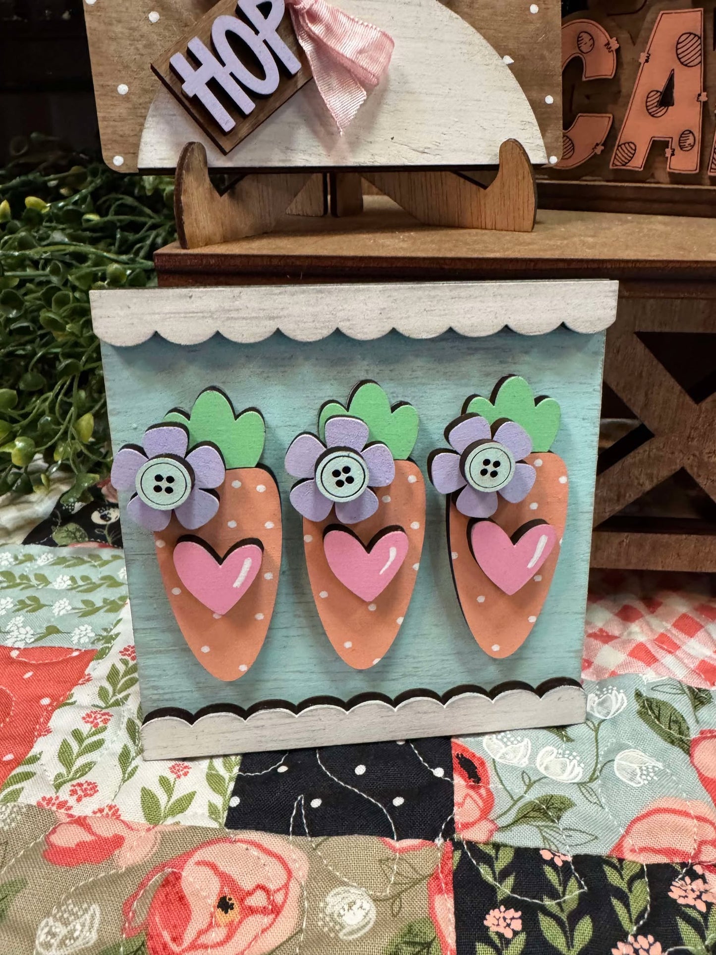 3D Tiered Tray Decor - Fresh Carrots Easter Tray