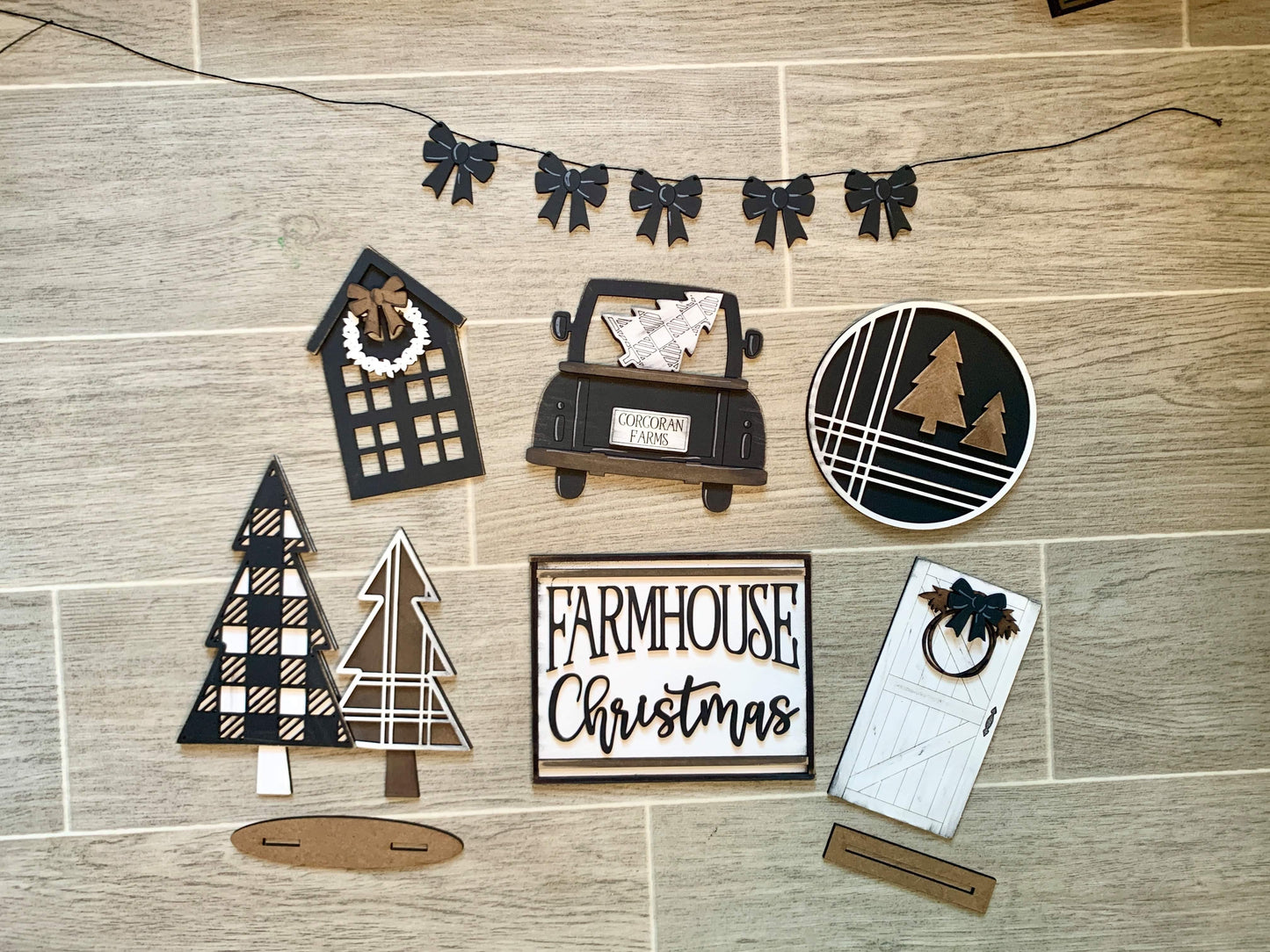 3D Tiered Tray Decor - Rustic Christmas