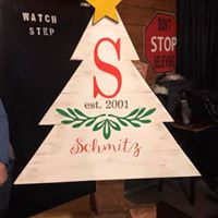 Christmas Tree - Last name with initial and Est date