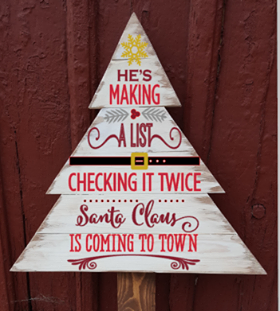 Christmas Tree - He's making a list checking it twice Santa Clause is coming to town