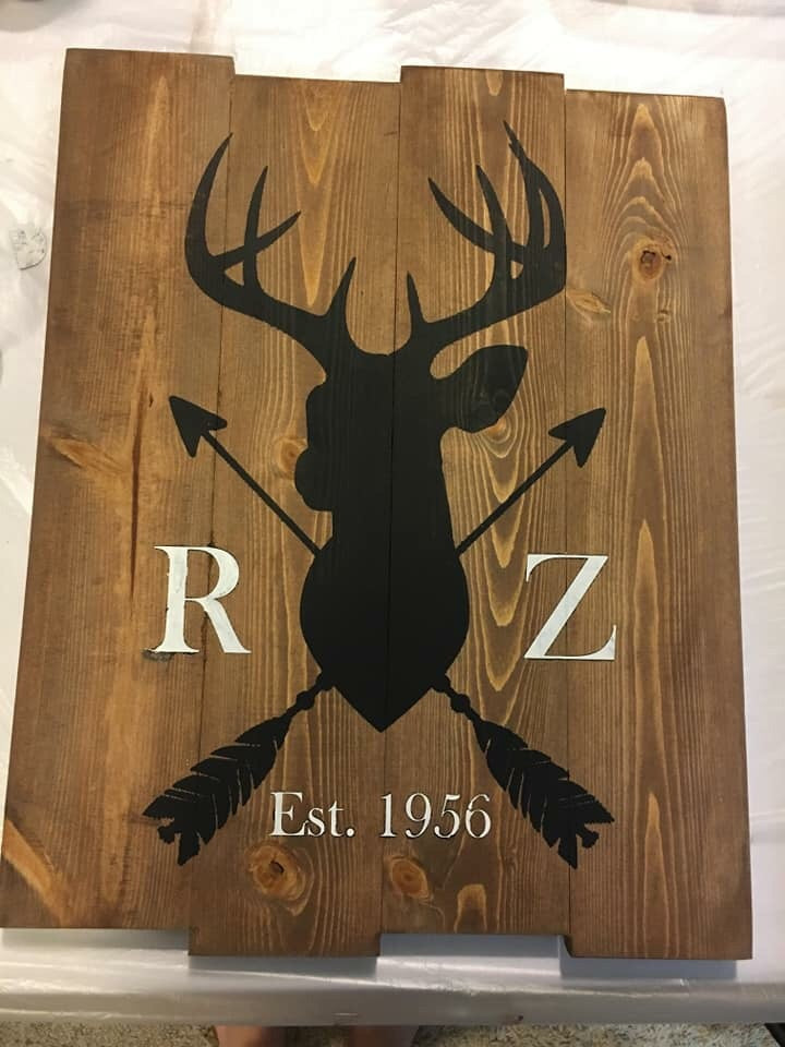 Deer with arrows-with initials and est date