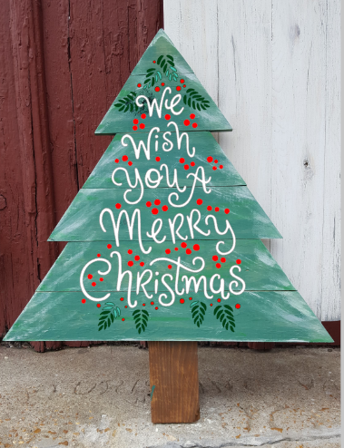 Christmas Tree - We wish you a Merry Christmas with holly berries