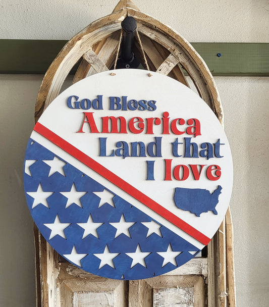 3D Door hanger - God Bless America Land that I love