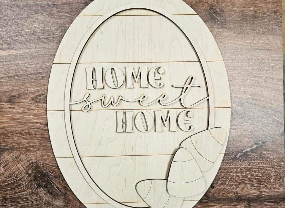3D Door hanger - Home sweet home with Candy Corn