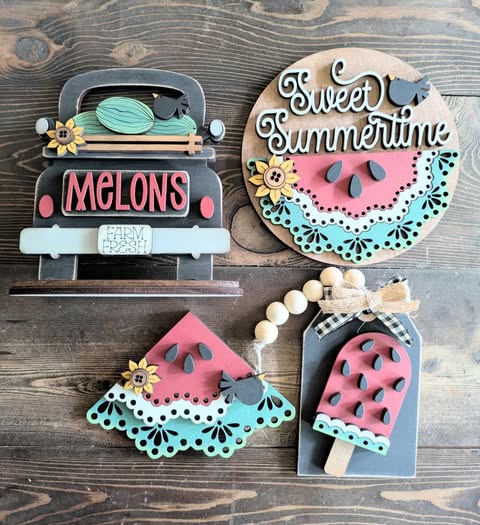 3D Tiered Tray Decor - Vintage Watermelon