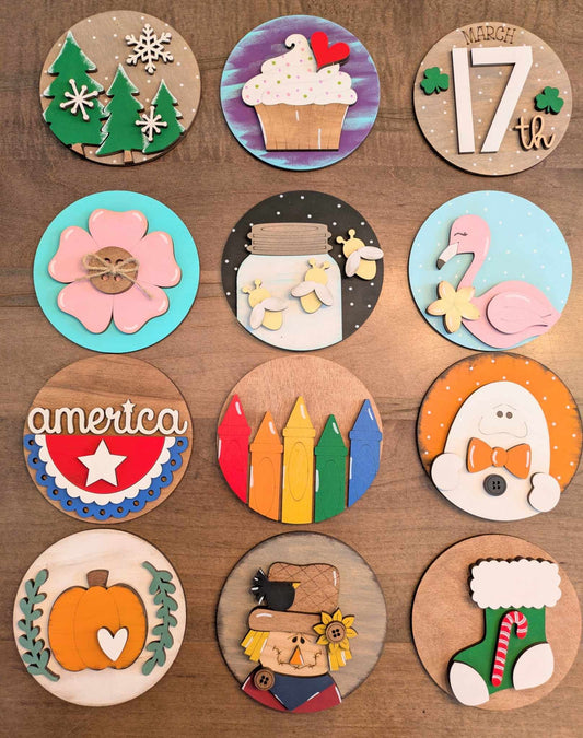 3D Interchangeable Round INSERTS - Holiday