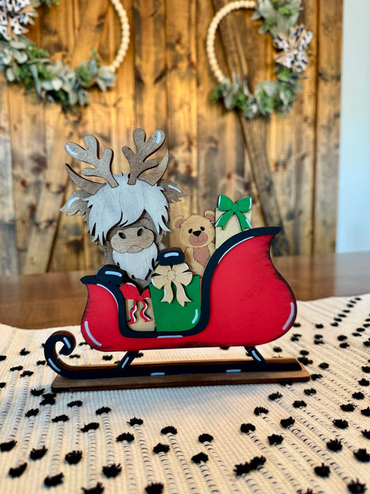 3D Standing Christmas Cow in Sleith