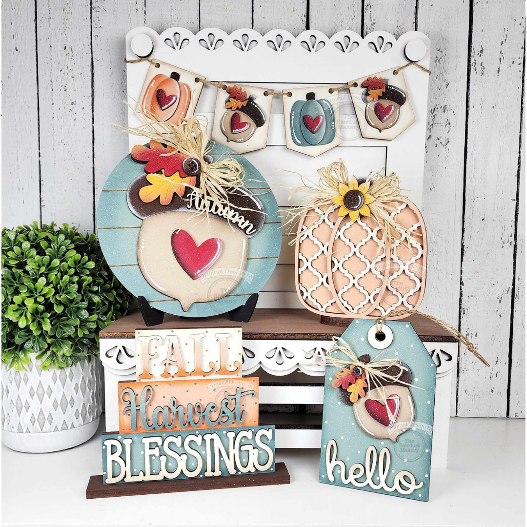 3D Tiered Tray Decor - Harvest Blessing Pumpkin