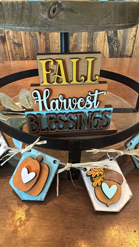 3D Tiered Tray Decor - Harvest Blessing Pumpkin