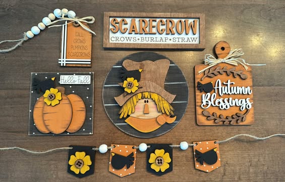 3D Tiered Tray Decor - Scarecrow Autumn Blessings
