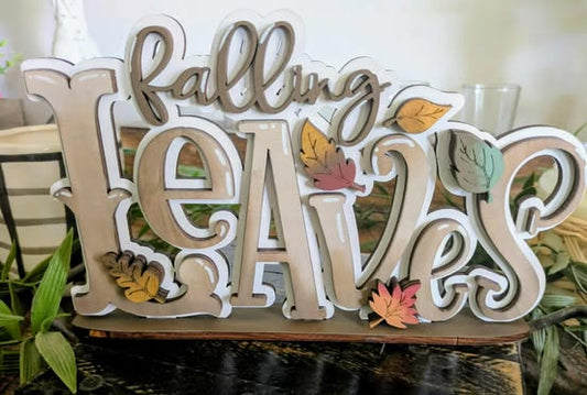 3D Standing Falling Leaves Display