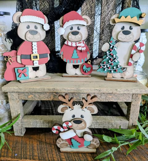 3D Standing Christmas Bears
