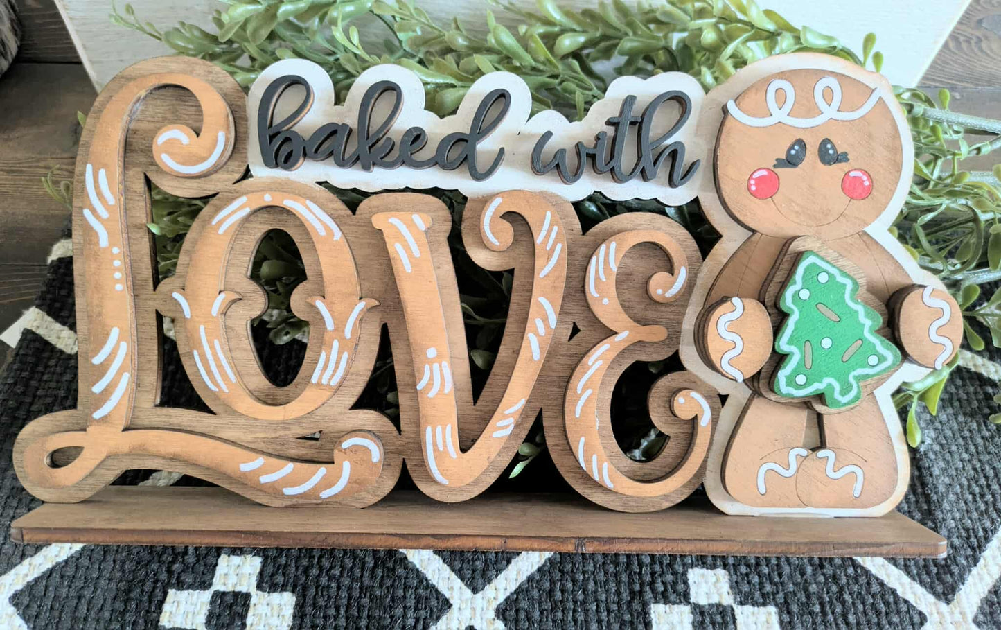 3D Standing Baked with love Gingerbread Display