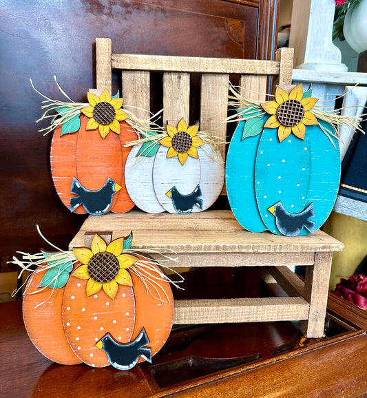 3D Freestanding Pumpkins with crow and sunflower