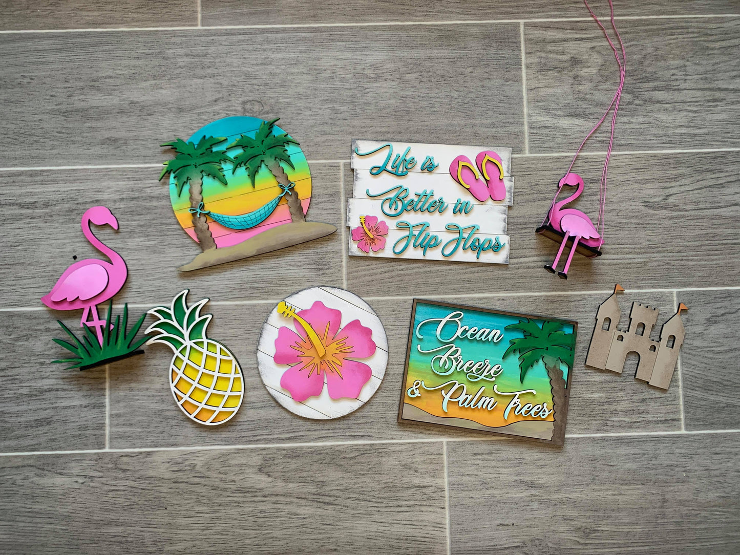 3D Tiered Tray Decor - Tropical