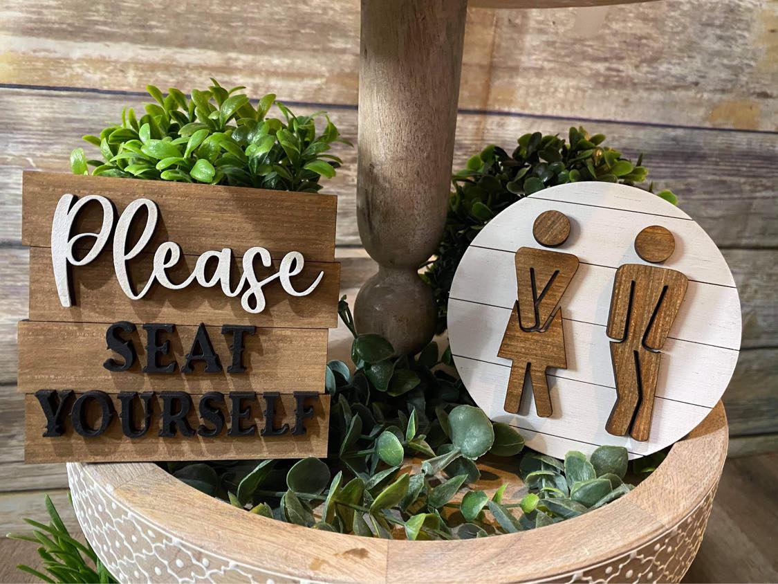 3D Tiered Tray Decor - Bathroom Humor