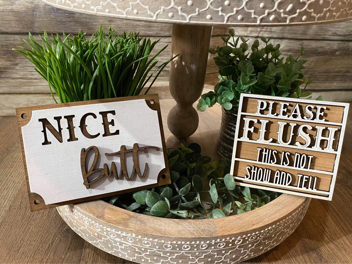 3D Tiered Tray Decor - Bathroom Humor