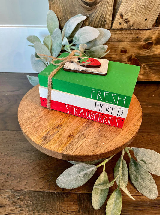 Tiered Tray Mini Book Stack - Fresh picked strawberries
