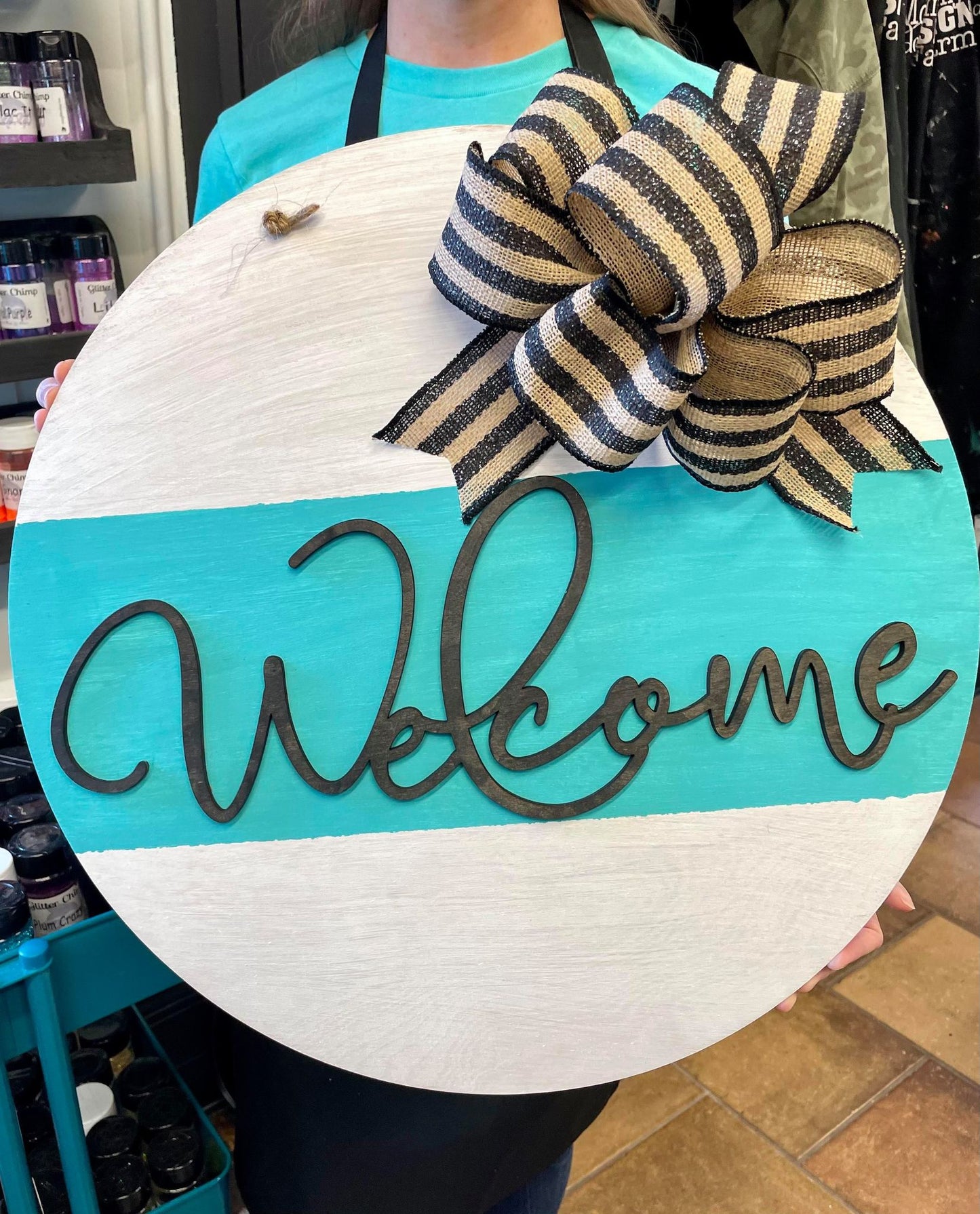 Door hanger Welcome (split colors)