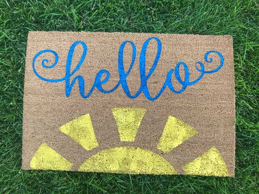 Hello with sun at the bottom