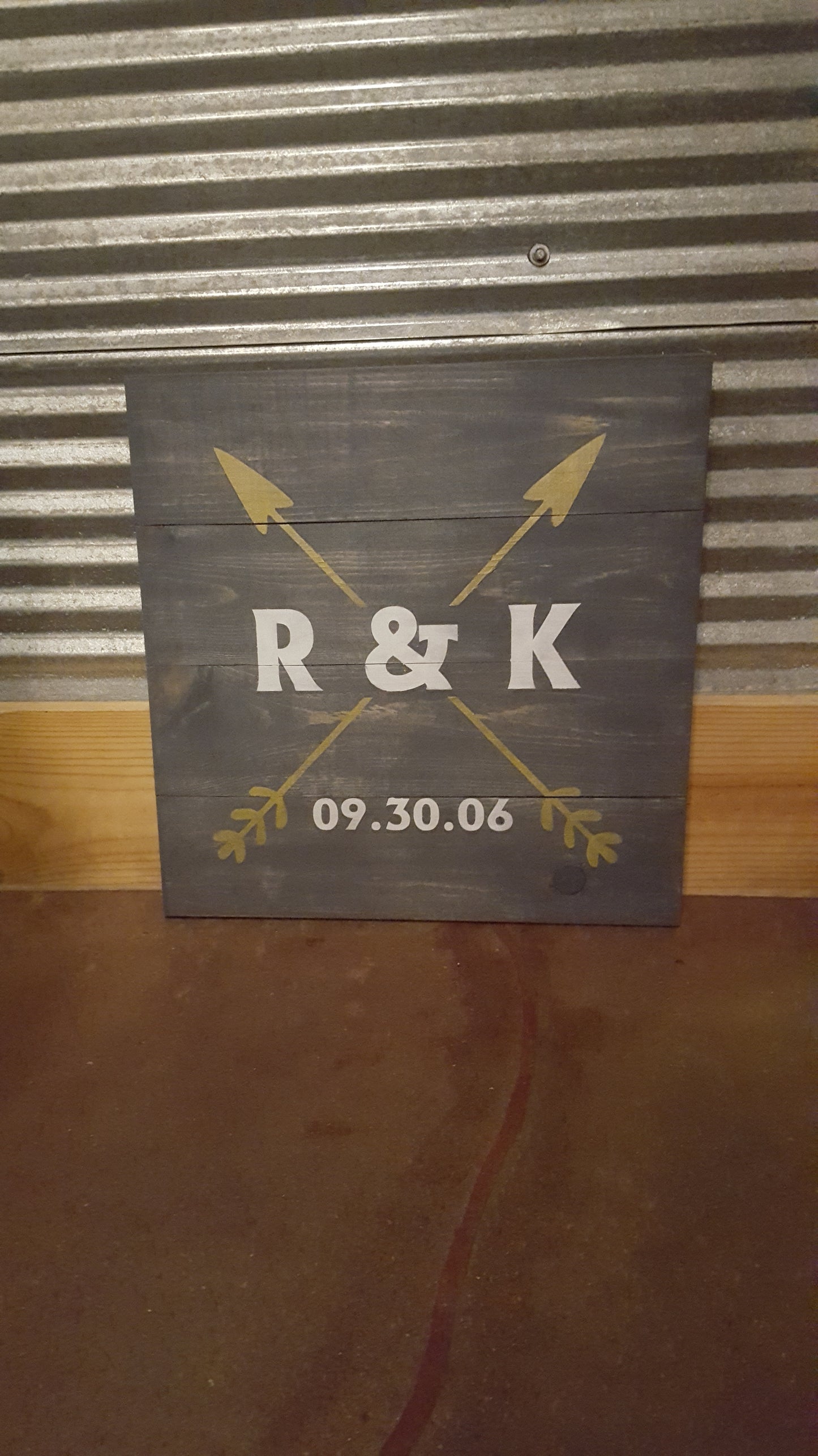 Initials and date with 2 arrows