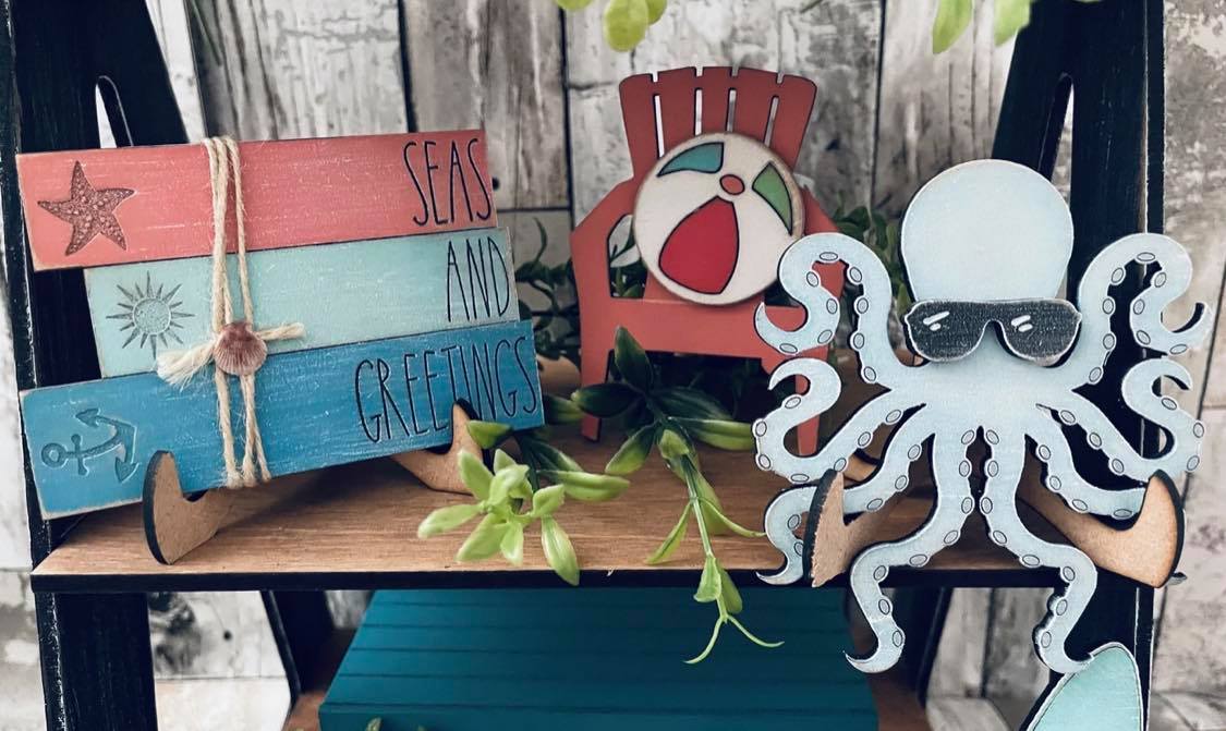 3D Tiered Tray Decor - Beach Christmas
