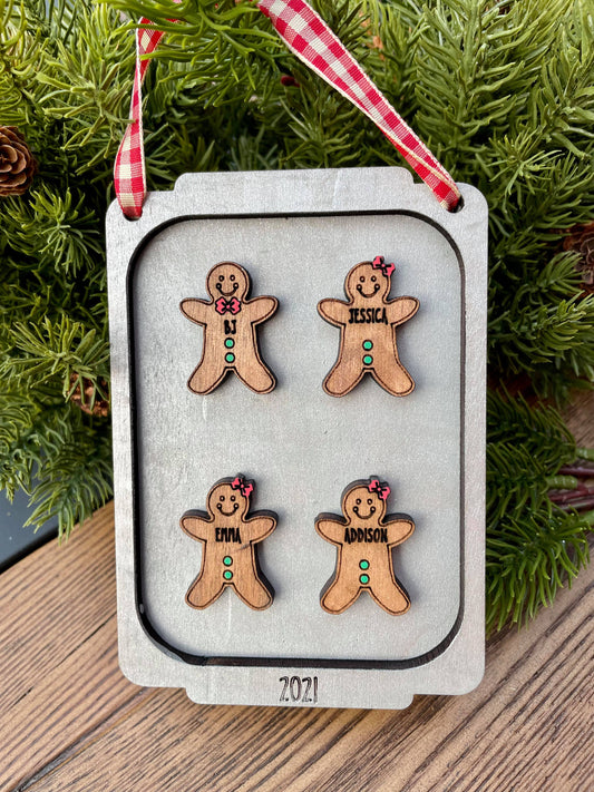 Ornament- Cookie sheet with Gingerbread and names