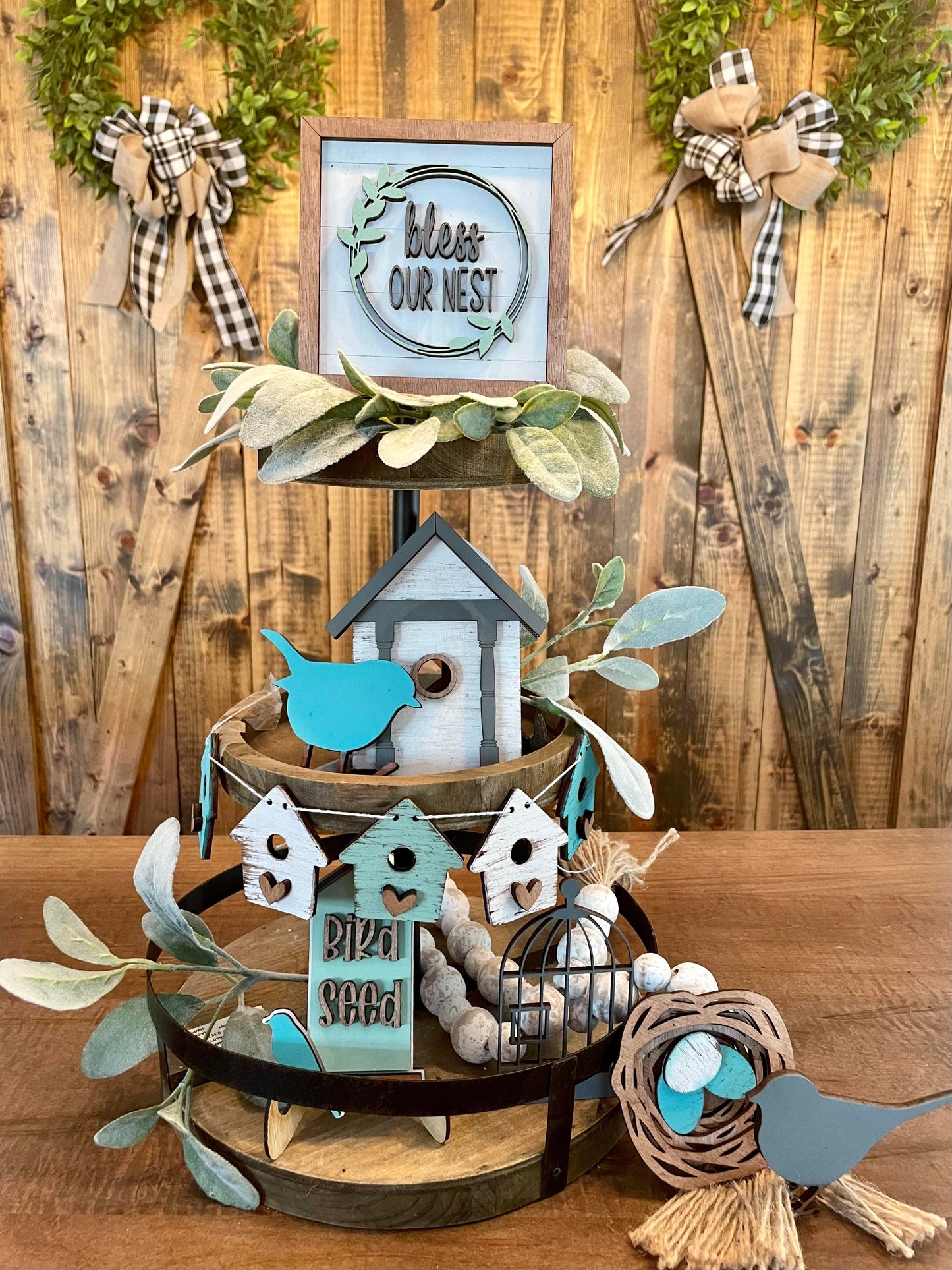 3D Tiered Tray Decor - Bird House