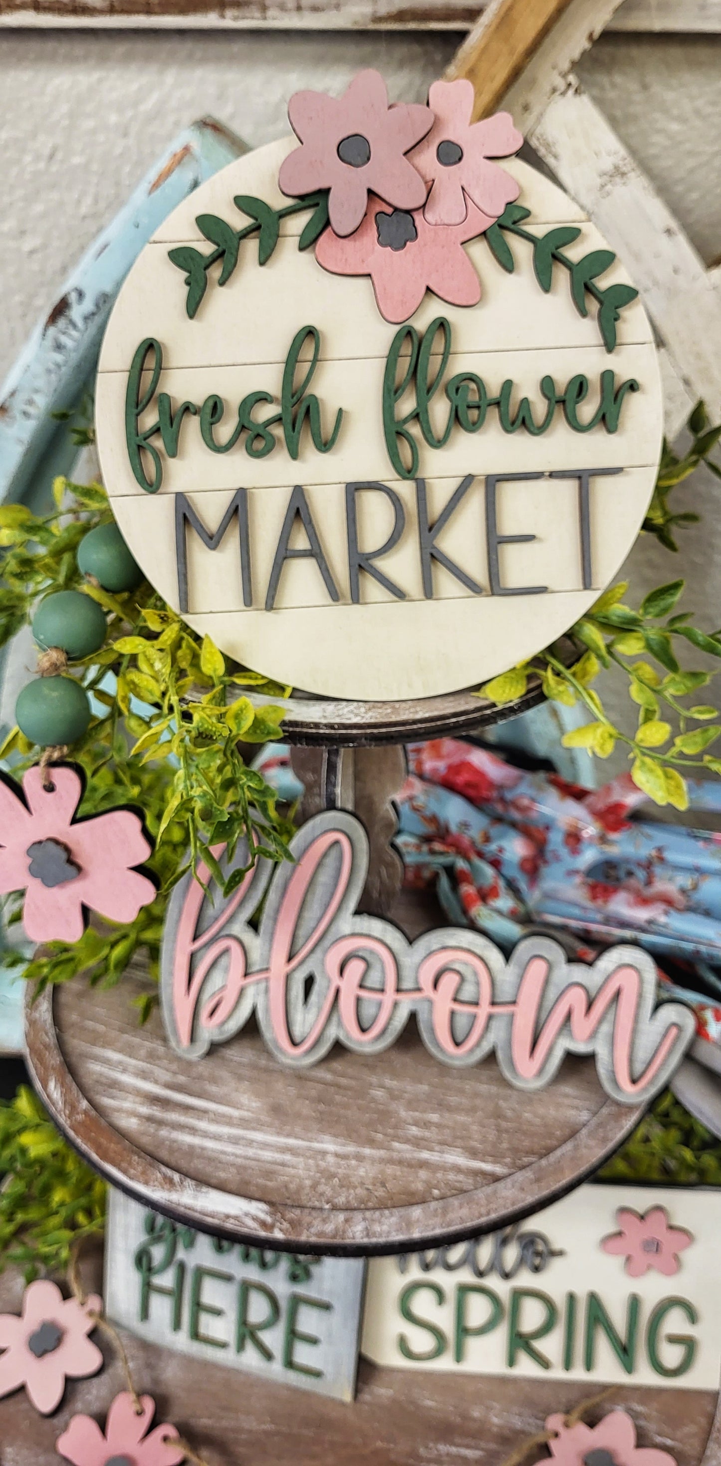 3D Tiered Tray Decor - Fresh Flower market