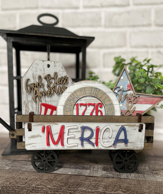 3d Interchangeable Wagon INSERTS - Summer and Patriotic