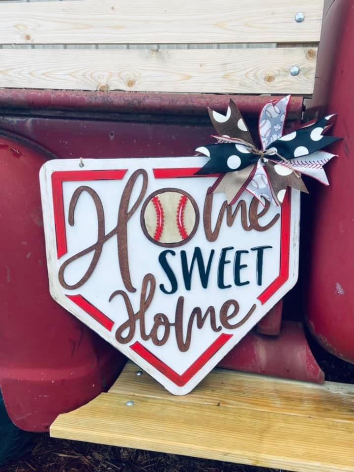 3D Door hanger - Home Sweet Home - Home plate - Baseball