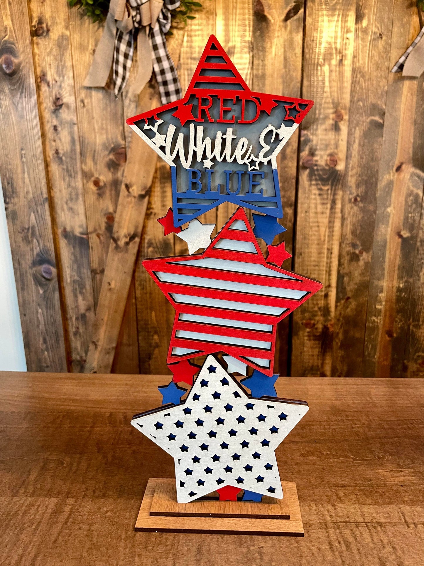 3D Stacked Patriotic Stars