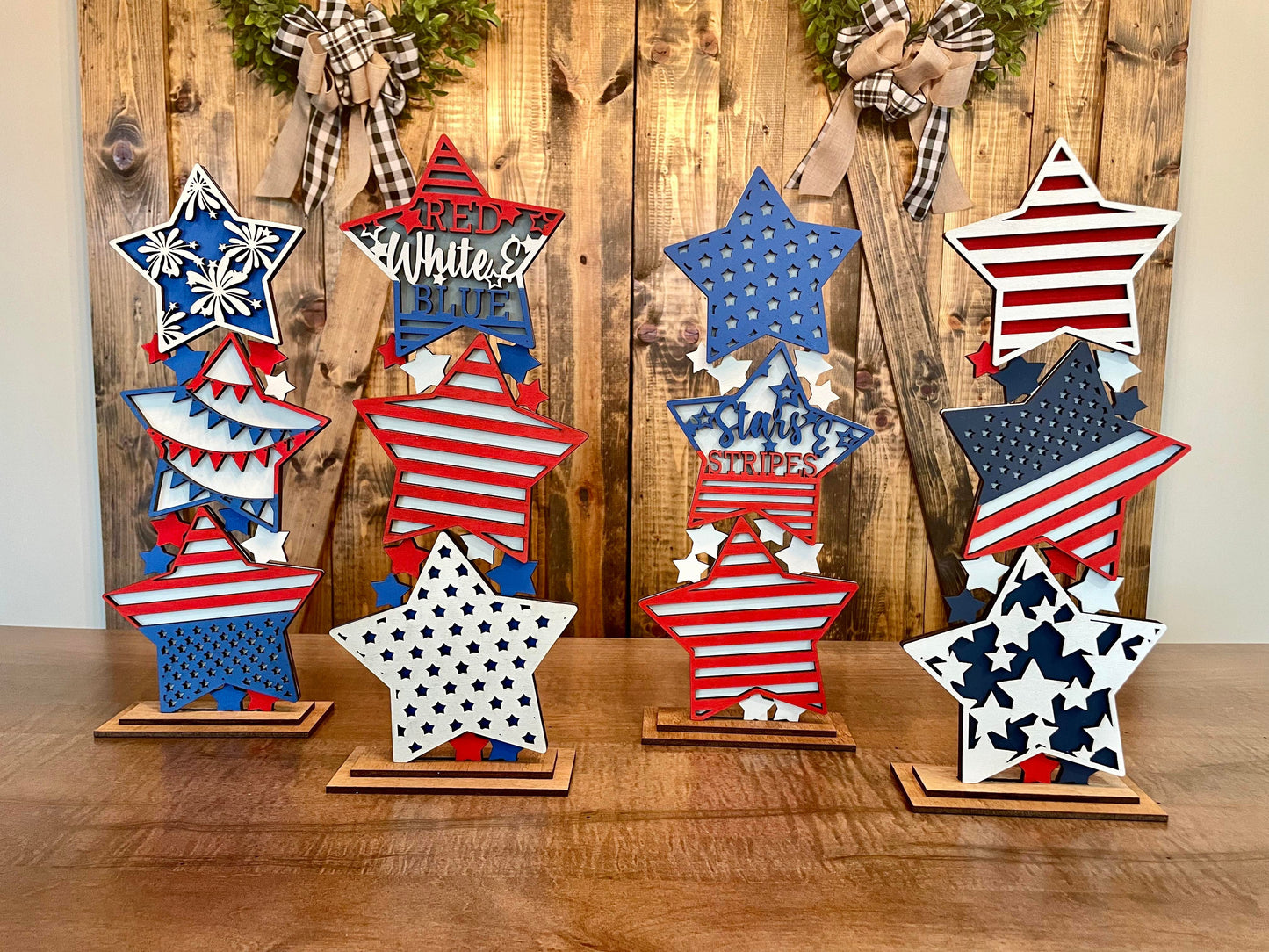 3D Stacked Patriotic Stars