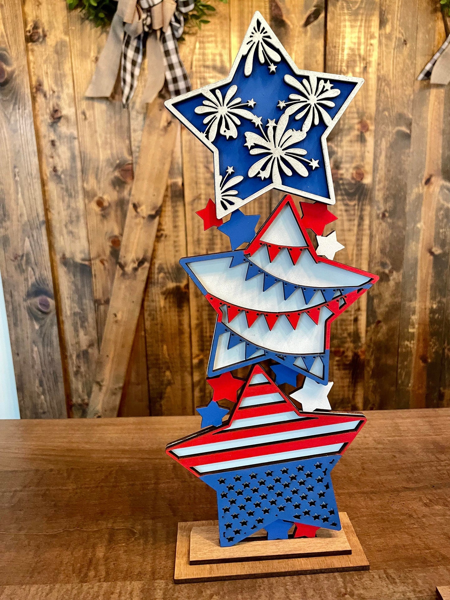3D Stacked Patriotic Stars