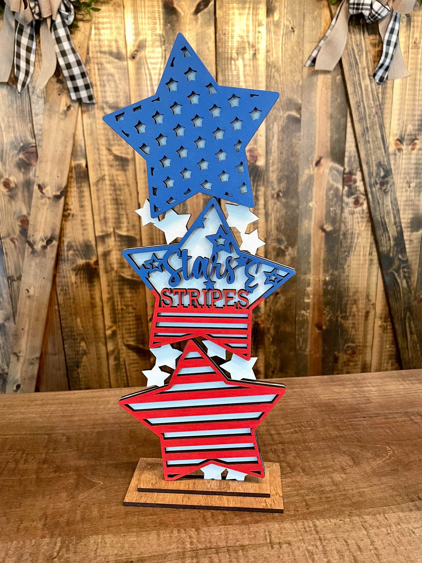 3D Stacked Patriotic Stars