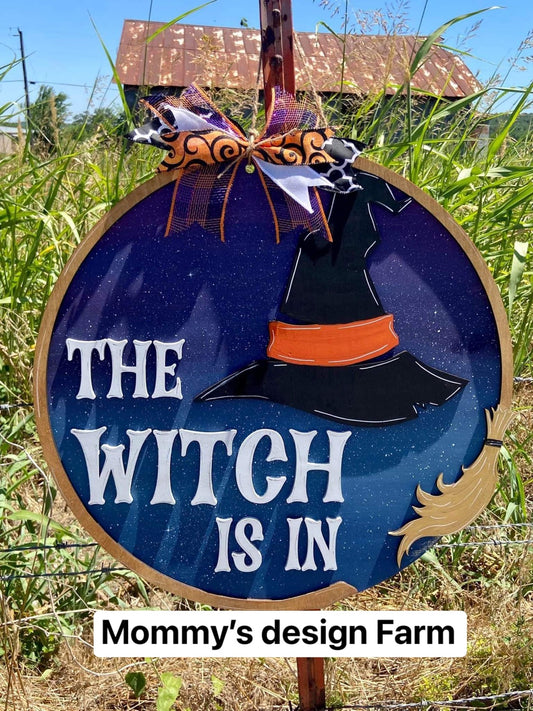 3D Door hanger - The witch is in with border broom