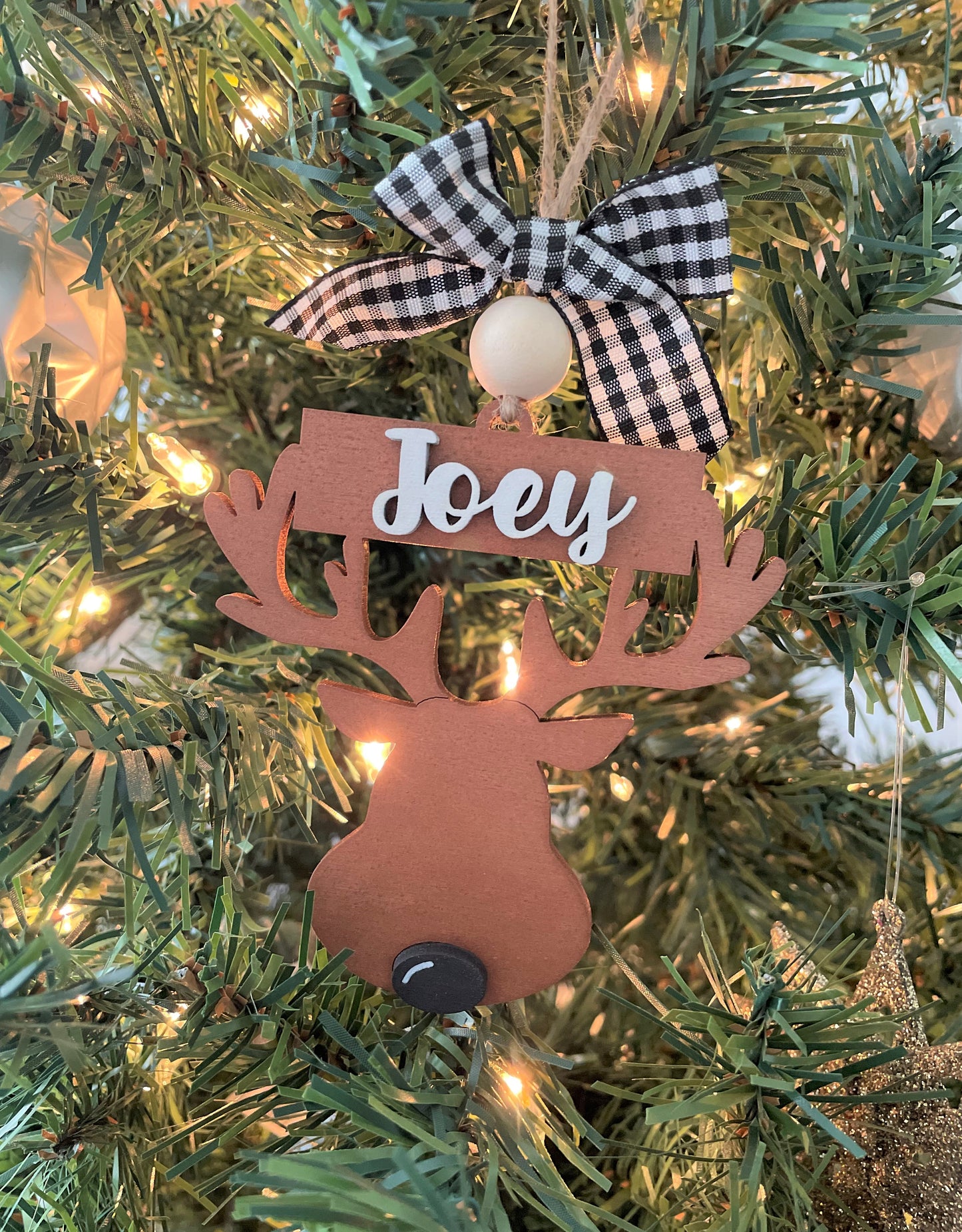 Ornament- Reindeer with Reindeer name or Name