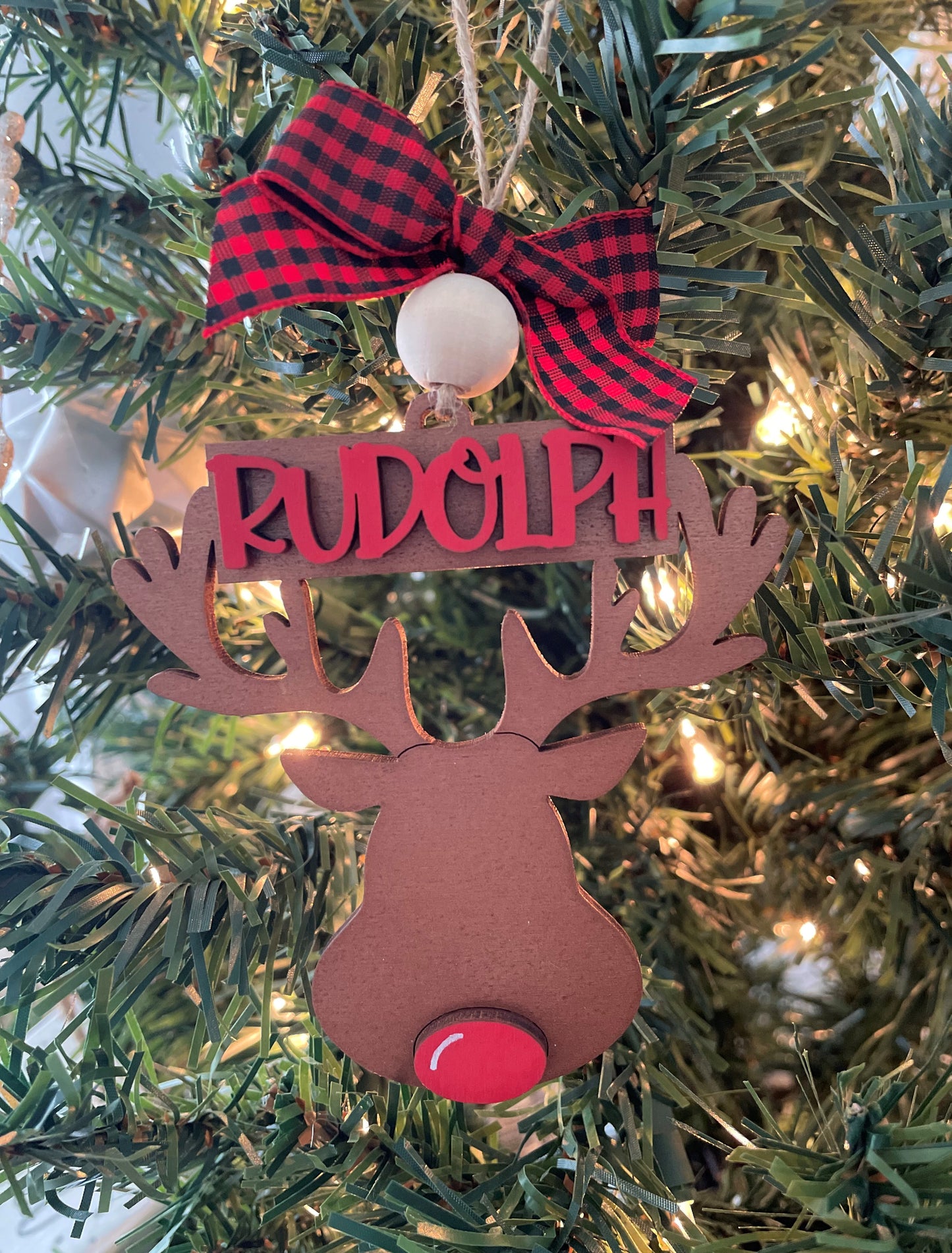 Ornament- Reindeer with Reindeer name or Name