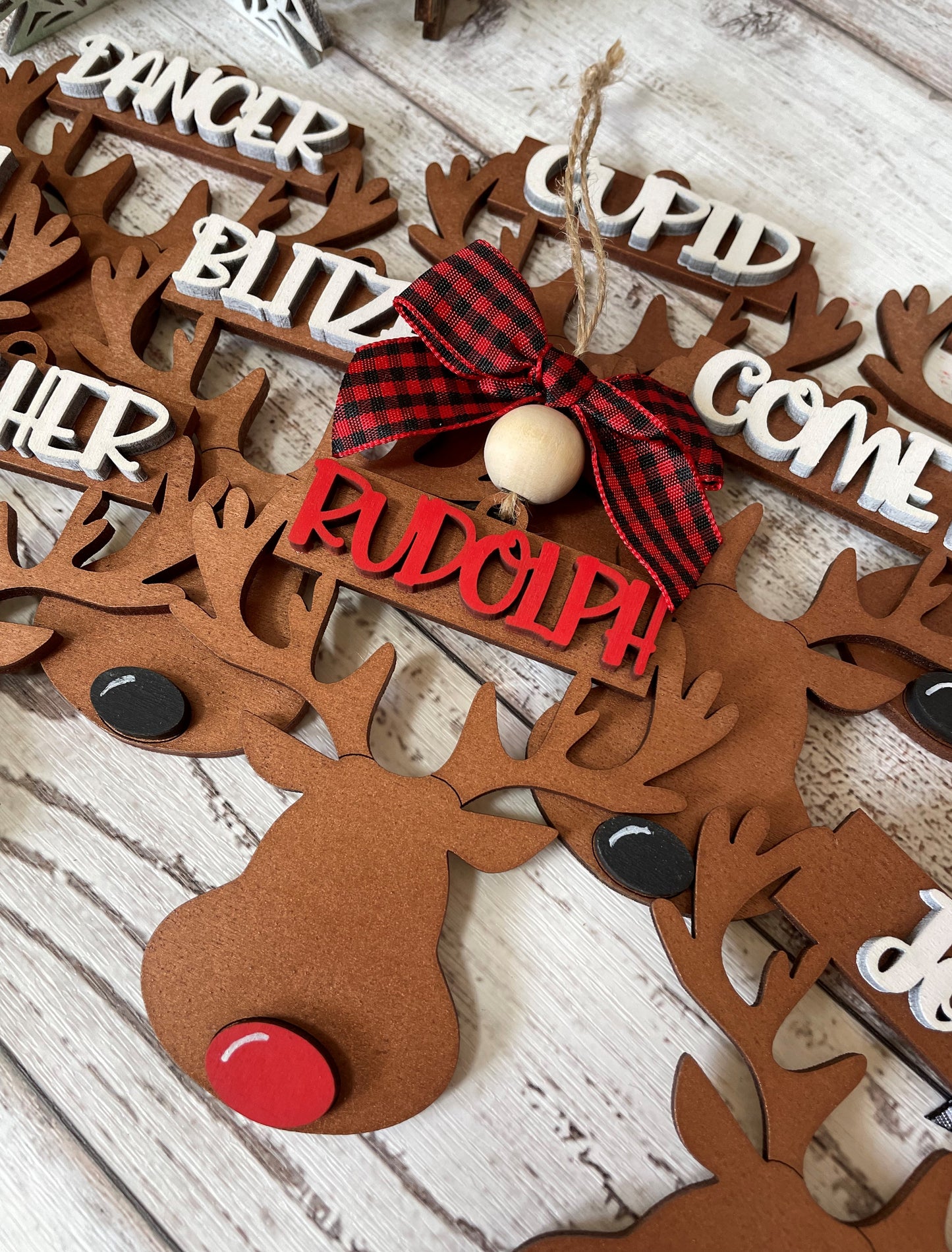 Ornament- Reindeer with Reindeer name or Name