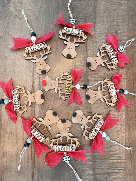 Ornament- Reindeer with Reindeer name or Name