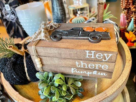 Tiered Tray Mini Book Stack - Hey there pumpkin