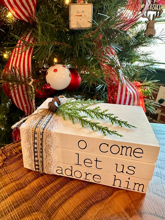 Tiered Tray Mini Book Stack - O come let us adore him