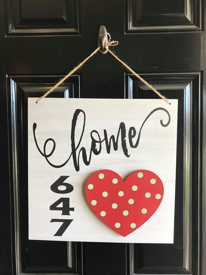 3D interchangeable door hanger home with house number