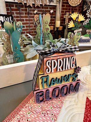 3D Boxy Book Stack - Spring