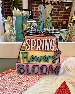 3D Boxy Book Stack - Spring