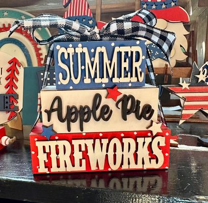 3D Boxy Book Stack - 4th of July Patriotic