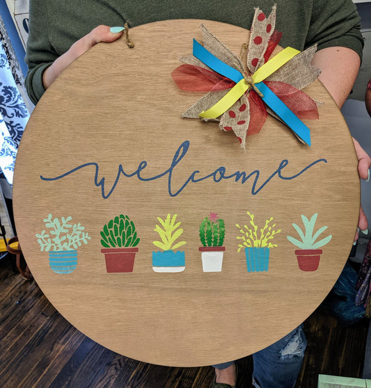 Door hanger Welcome with Cactus