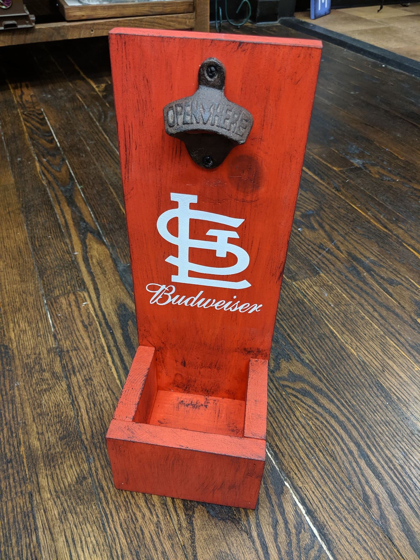 Wood bottle opener and catcher STL
